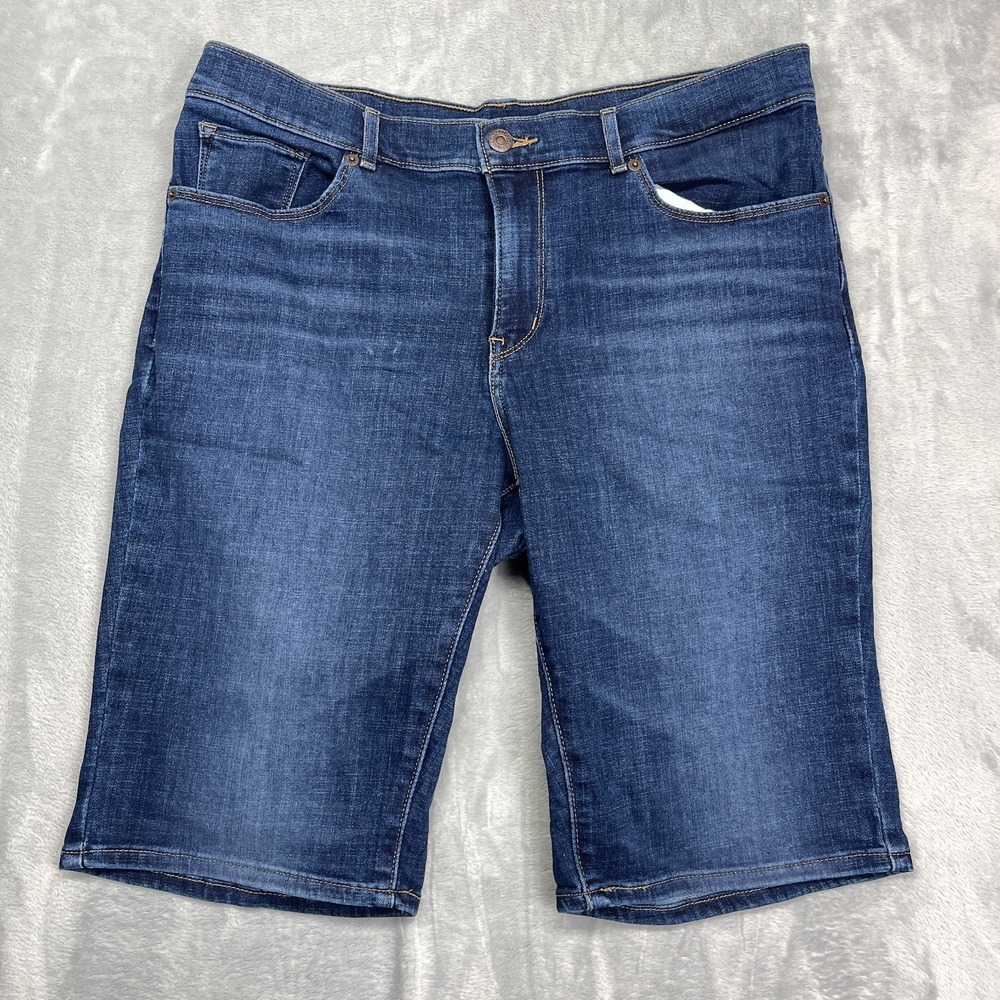 Levi's‎ Bermuda Shorts Mens 31 Blue Denim Regular Fit Red Tab Stretch Whiskered